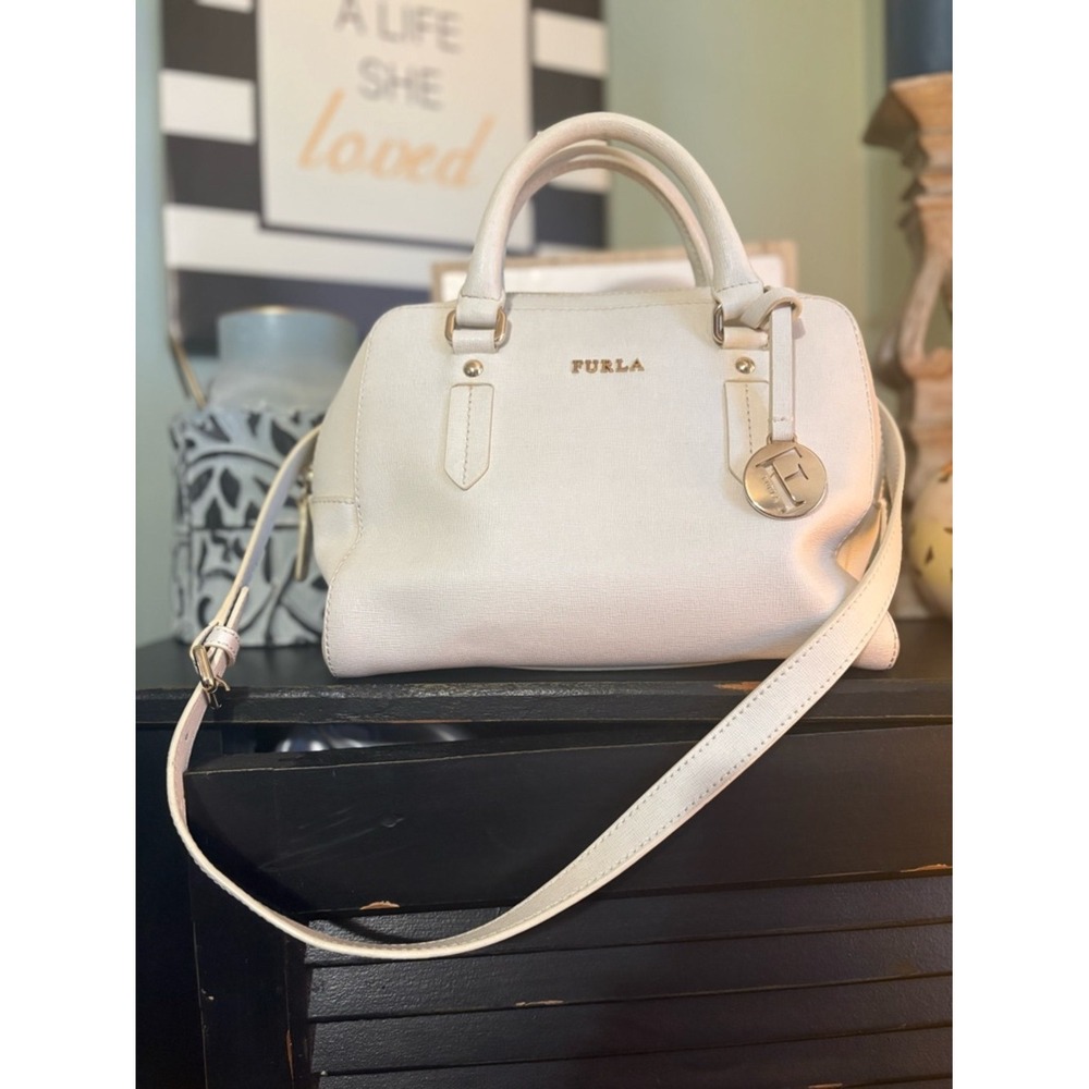 Furla‎ Cream Satchel with Gold Hardware